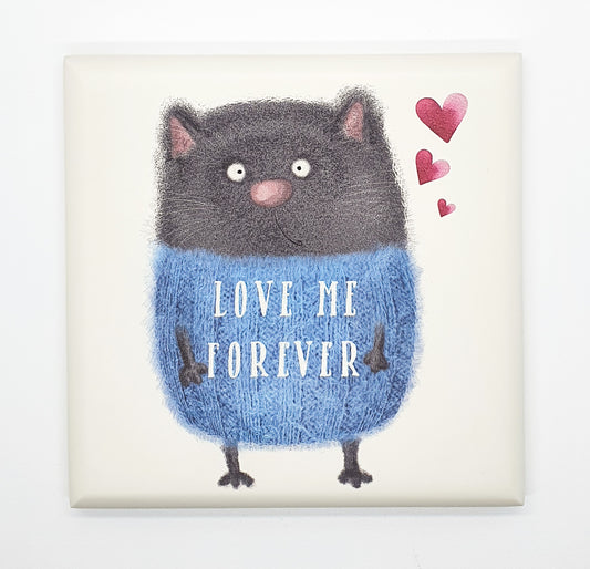 Quadretto Blu Cat "love me forever"