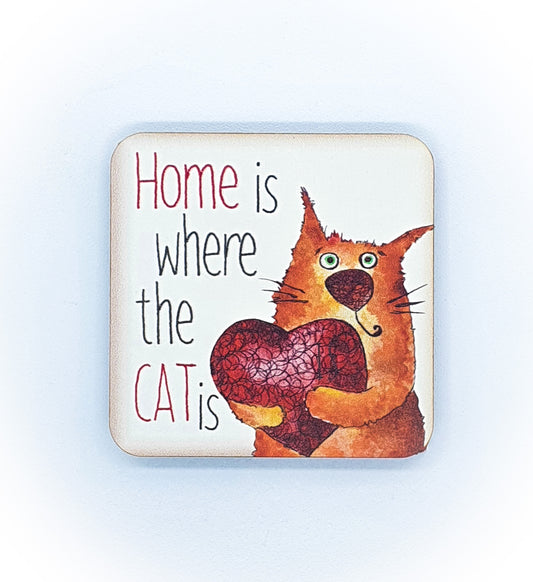 Calamita Baffi&Graffi® in legno pressato Red Cat "home is where the cat is"