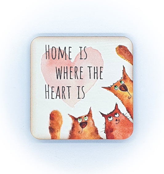 Calamita Baffi&Graffi® in legno pressato Red Cat "home is where he heart is"