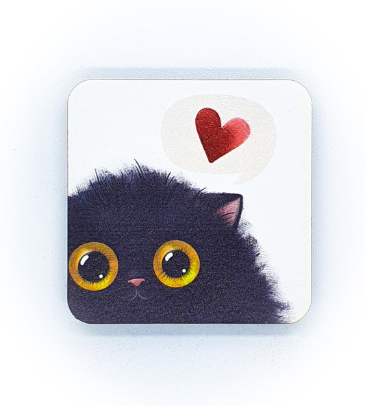 Calamita Baffi&Graffi® in legno pressato Black Cat Sweety  cuore