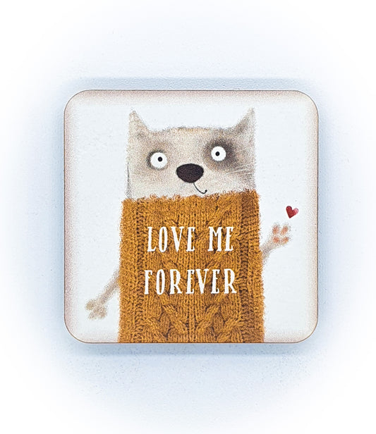 Calamita Baffi&Graffi® in legno pressato Creamy Cat  "love me forever"