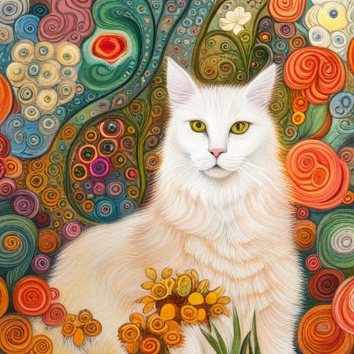 Quadretto Klimt Style Cat - design 259