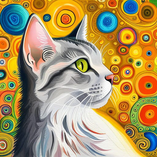 Quadretto Klimt Style Cat - design 251