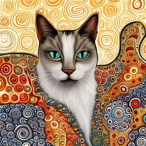 Quadretto Klimt Style Cat - design 255