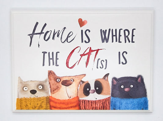 Quadretto "Home Is Where the Cat Is" edizione invernale - fondo neutro