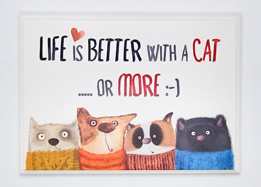 Quadretto "Life is better with a Cat...or more" edizione invernale - fondo neutro