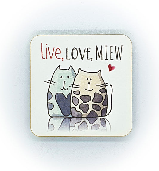 Baffi&Graffi® in legno pressato, testo personalizzabile "LIVE LOVE MIEW"