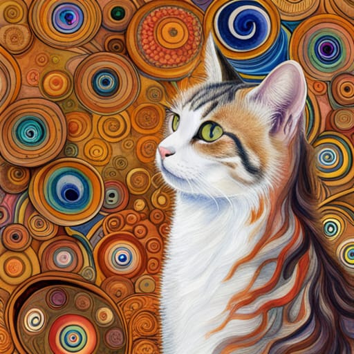 Quadretto Klimt Style Cat - design 274