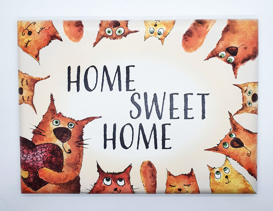 Quadretto Red Cats "home sweet home" I (bright colors)