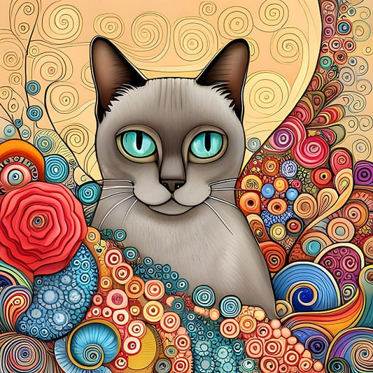 Quadretto Klimt Style Cat - design 257