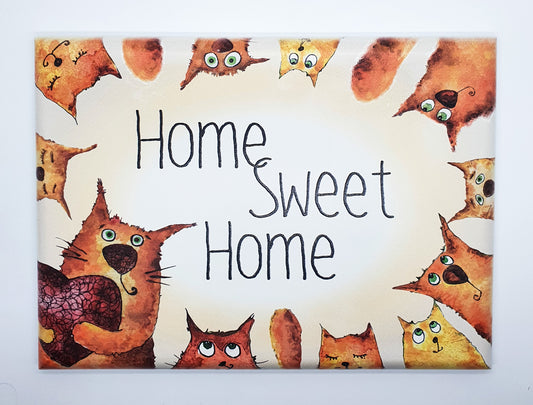 Quadretto Red Cats "home sweet home" III (bright colors)