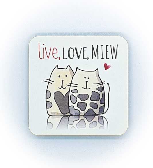 Baffi&Graffi® in legno pressato, testo personalizzabile "LIVE LOVE MIEW"