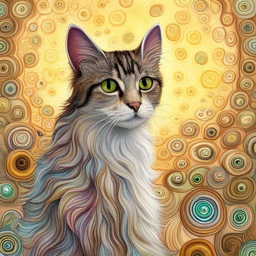 Quadretto Klimt Style Cat - design 256
