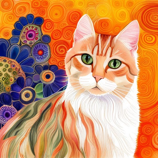 Quadretto Klimt Style Cat - design 273